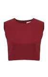Carolina Herrera Cropped Bi-stretch Wool Tailored Top In Red