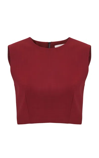 Carolina Herrera Cropped Bi-stretch Wool Tailored Top In Red