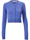 Carolina Herrera Long-sleeve Silk-cotton Crop Cardigan In Blue
