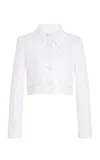 Carolina Herrera Cropped Cotton-blend Jacket In White