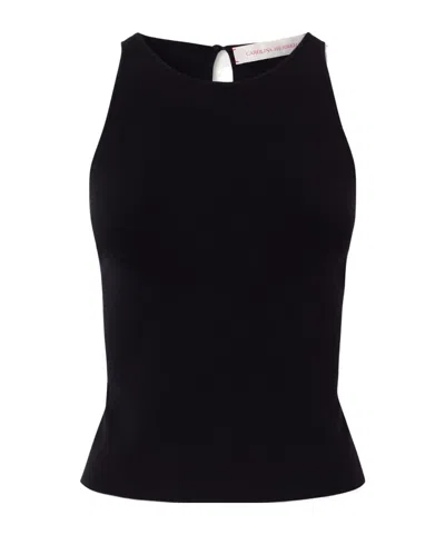 Carolina Herrera Cropped Ribbed-knit Jersey Tank In Black