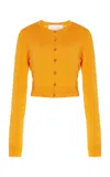 Carolina Herrera Cropped Silk-cotton Cardigan In Orange