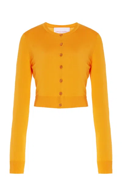 Carolina Herrera Cropped Silk-cotton Cardigan In Orange