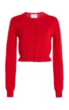 Carolina Herrera Cropped Silk-cotton Cardigan In Red