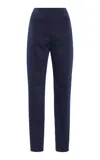 Carolina Herrera Cropped Stretch-cotton Straight-leg Pants In Navy