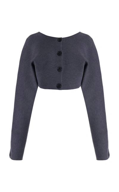 Carolina Herrera Cropped Virgin-wool Jacket In Grey