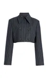 Carolina Herrera Cropped Wool-blend Jacket In Grey