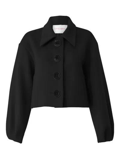 Carolina Herrera Cropped Wool Jacket In Black