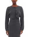 Carolina Herrera Cropped Wool Jacket In Gray