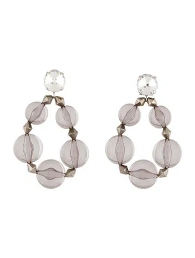 Pre-owned Carolina Herrera Crystal & Bead Clip-on Hoop Earrings In Multi