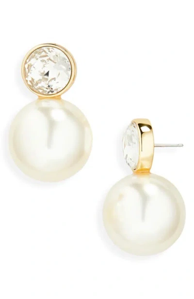 Carolina Herrera Crystal & Faux Pearl Drop Earrings
