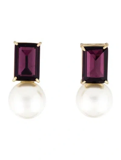 Pre-owned Carolina Herrera Crystal & Faux Pearl Drop Earrings In Multi
