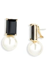 CAROLINA HERRERA CAROLINA HERRERA CRYSTAL & IMITATION PEARL DROP EARRINGS