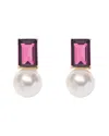 Carolina Herrera Crystal & Pearl Drop Clip-on Earrings In Purple