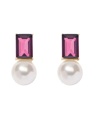 Carolina Herrera Crystal & Pearl Drop Clip-on Earrings In Purple