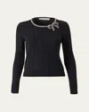 Carolina Herrera Crystal Bow Crewneck Sweater In Black