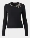 Carolina Herrera Crystal Bow Crewneck Sweater