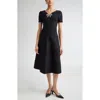 Carolina Herrera Crystal Bow Knit Fit & Flare Dress In Black