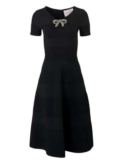 CAROLINA HERRERA CRYSTAL-BOW MIDI DRESS