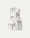 Carolina Herrera Crystal Bow Strapless Mini Dress In White