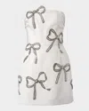 Carolina Herrera Crystal Bow Strapless Mini Dress In White