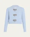 Carolina Herrera Embellished Wool And Cashmere Cardigan In Blue