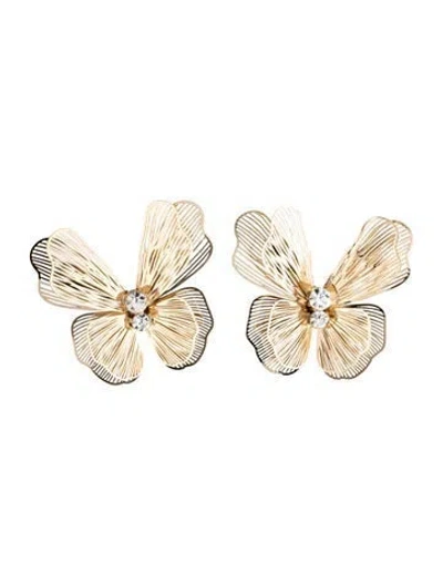 Pre-owned Carolina Herrera Crystal Butterfly Stud Earrings In Multicolor