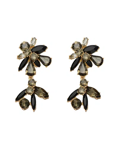 Carolina Herrera Crystal Cluster Drop Clip-on Earrings In Black