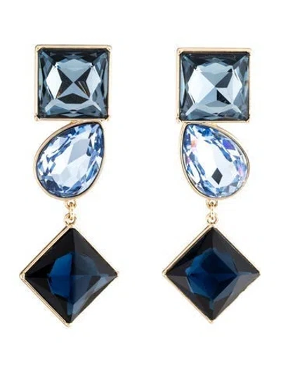 Pre-owned Carolina Herrera Crystal Drop Earrings In Blue