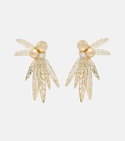 Carolina Herrera Crystal-embellished Clip-on Earrings In Gold
