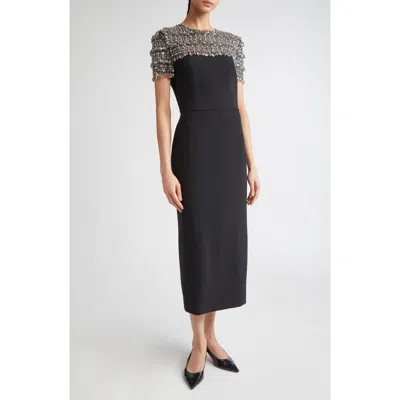 Carolina Herrera Crystal Embellished Cocktail Dress In Black