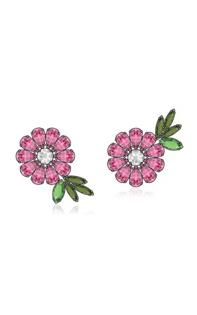 Carolina Herrera Crystal Embellished Daisy Earrings In Pink