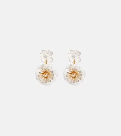 Carolina Herrera Crystal-embellished Floral Drop Earrings In Brown