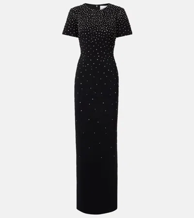 Carolina Herrera Crystal Embellished Stretch Crepe Column Gown In Black