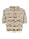 Carolina Herrera Crystal-embellished Short-sleeved Top In Neutral