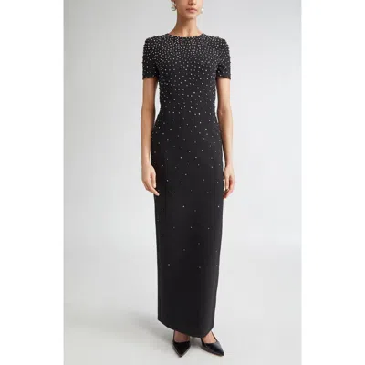 CAROLINA HERRERA CAROLINA HERRERA CRYSTAL EMBELLISHED STRETCH CREPE COLUMN GOWN