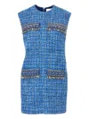 Carolina Herrera Crystal-embellished Tweed Mini Dress In Blue