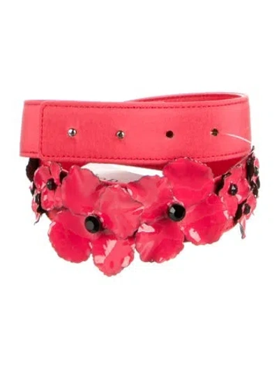 Pre-owned Carolina Herrera Crystal Embellishments Belt In Red