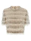 Carolina Herrera Crystal-embellished Short-sleeved Top In Multi