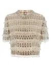 Carolina Herrera Crystal-embellished Short-sleeved Top In Neutral