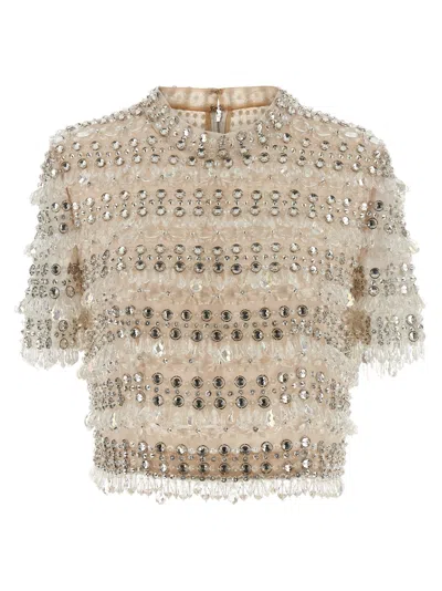 CAROLINA HERRERA CRYSTAL-EMBROIDERED CROP TOP