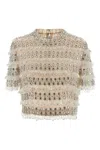 Carolina Herrera Crystal-embellished Short-sleeved Top In Multi
