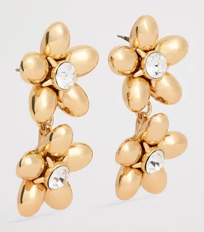Carolina Herrera Crystal Flower Earrings In Gold