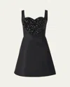 Carolina Herrera Crystal Heart Sleeveless Mini Dress In Black