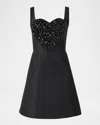 Carolina Herrera Crystal Heart Sleeveless Mini Dress In Black