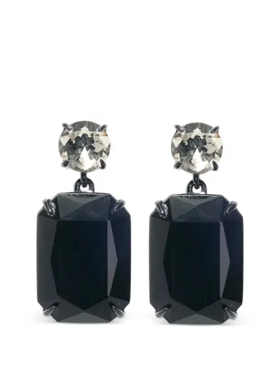 Carolina Herrera Crystal Riviere Drop Earrings In Black