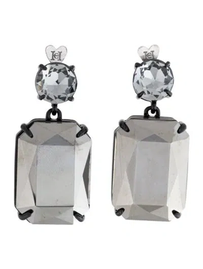 Pre-owned Carolina Herrera Crystal Riviere Drop Earrings In Multicolor