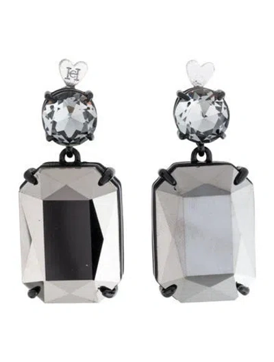 Pre-owned Carolina Herrera Crystal Riviere Drop Earrings In Multicolor