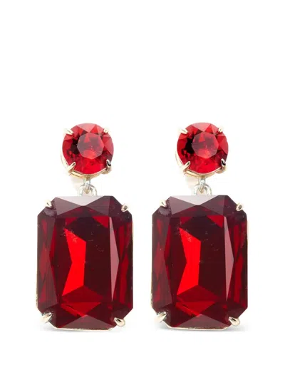 Carolina Herrera Crystal Riviere Drop Earrings In Red