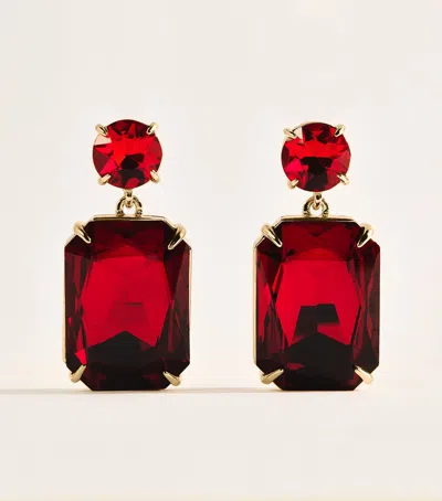 Carolina Herrera Crystal Riviere Drop Earrings In Red